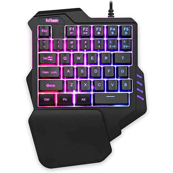 Teclado RedThunder para juegos con una mano RGB retroiluminado 35 teclas portátil Mini teclado