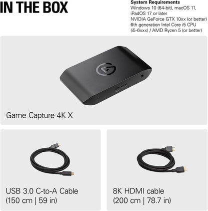 Capturadora Elgato 4K X - Captura hasta 4K144 con latencia ultrabaja