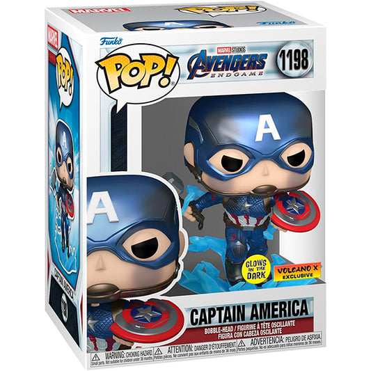 Funko Pop! Marvel Capitán América con Escudo roto #1198 (Brilla en la oscuridad y Metálico)